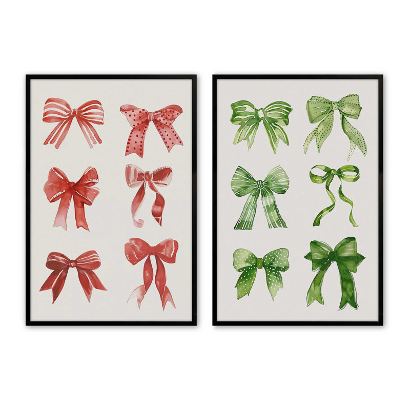 Merry Little Bows, reproduction d'art, H 15,5 po x l 25 po, Noir satiné