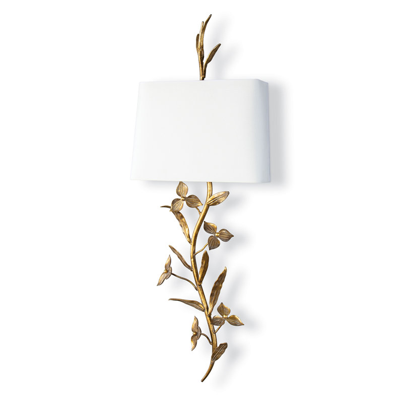 Southern Living Trillium Shaded Sconce; Dimensions 12W X 32.5H X 4..75D; Uses Two Maximum 40 Watt E12 Base Bulb (Not Included)