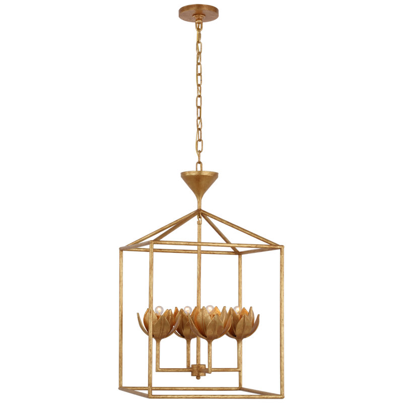 Alberto 4 - Light Chandelier, 30" H x 18" W x 18" D, Antique Gold Leaf