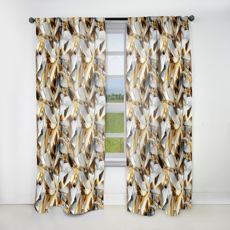 Gold And White Marble Opulen II - Abstract Marble Curtain - Velvet Room Darkening - 1 Panel, 52" W x 90" L