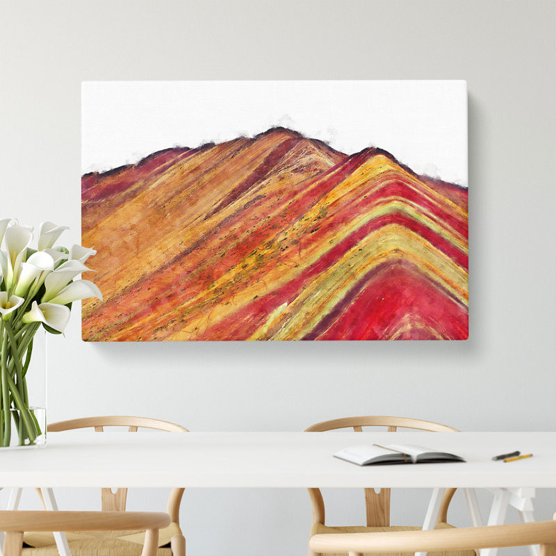The Rainbow Mountains Of Peru - Wrapped Canvas Painting, 35cm H x 50cm W x 3cm D