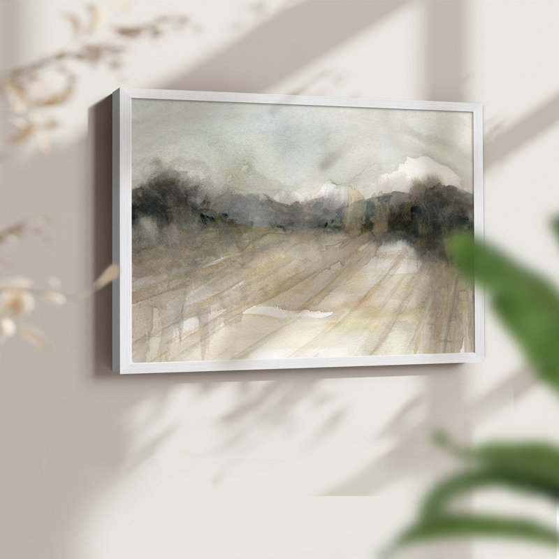 Abstract Fields -Framed Print - Restickable, 11" H x 14" W, White