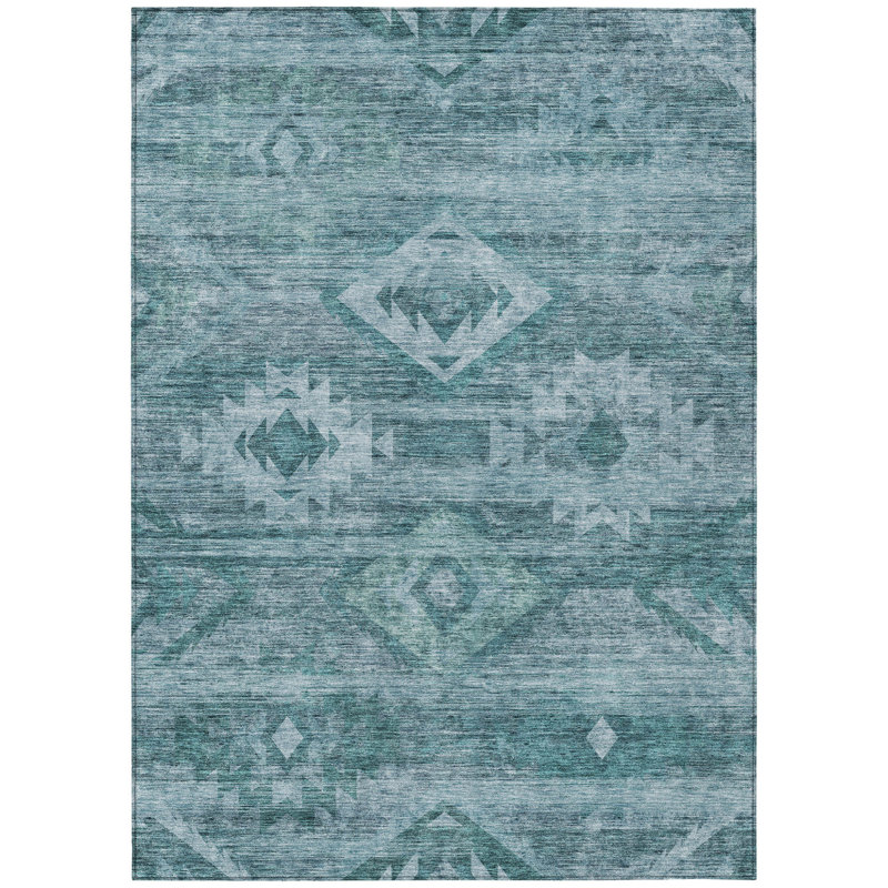 Tapis bleu sarcelle et turquoise 5 pi x 8 pi
