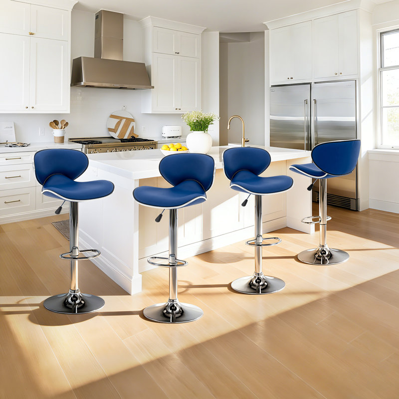 Bar Stools Set of 2, Adjustable Swivel Counter stools, Modern PU Leather Counter Height Bar Stools with Back and Footrest