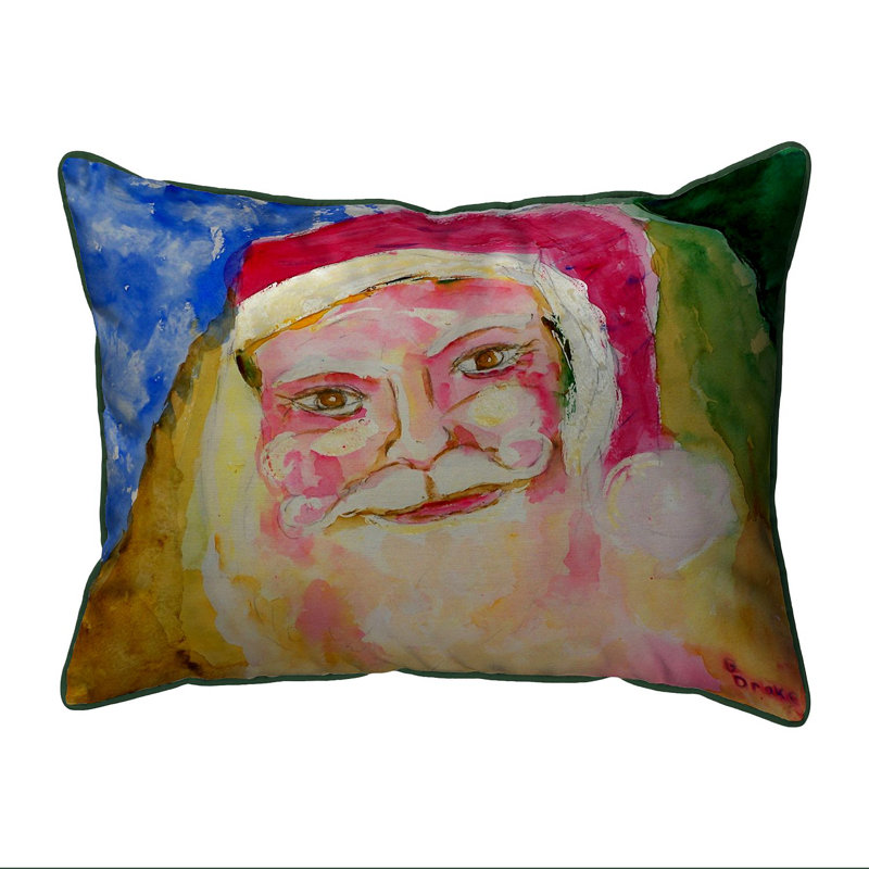 Santa Face Outdoor Throw Pillow, Large