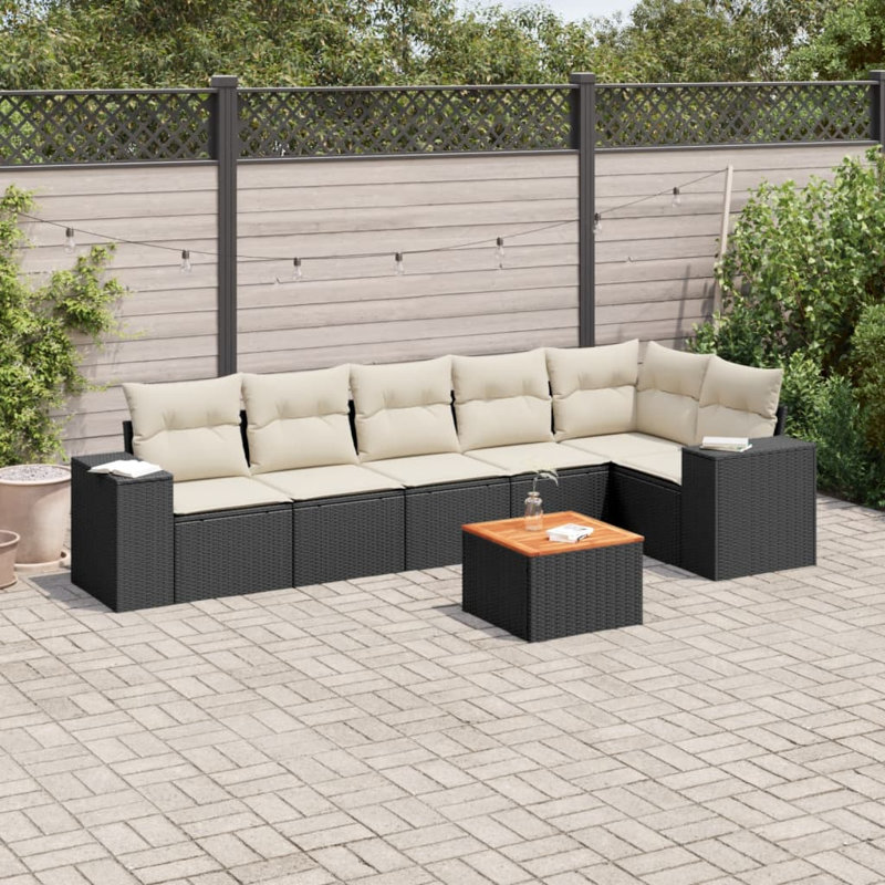 Ensemble de canapé de jardin Vidaxl noir, blanc crème