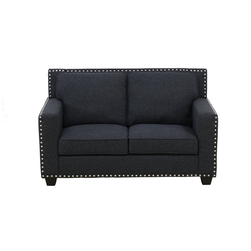 Ruthia Upholstered 57'' Loveseat, Black Linen