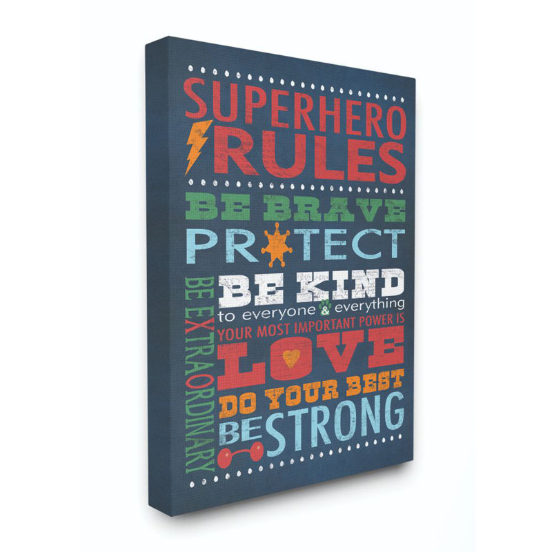 Art mural sur toile Ellette «Superhero Rules», H 20 po x l 16 po