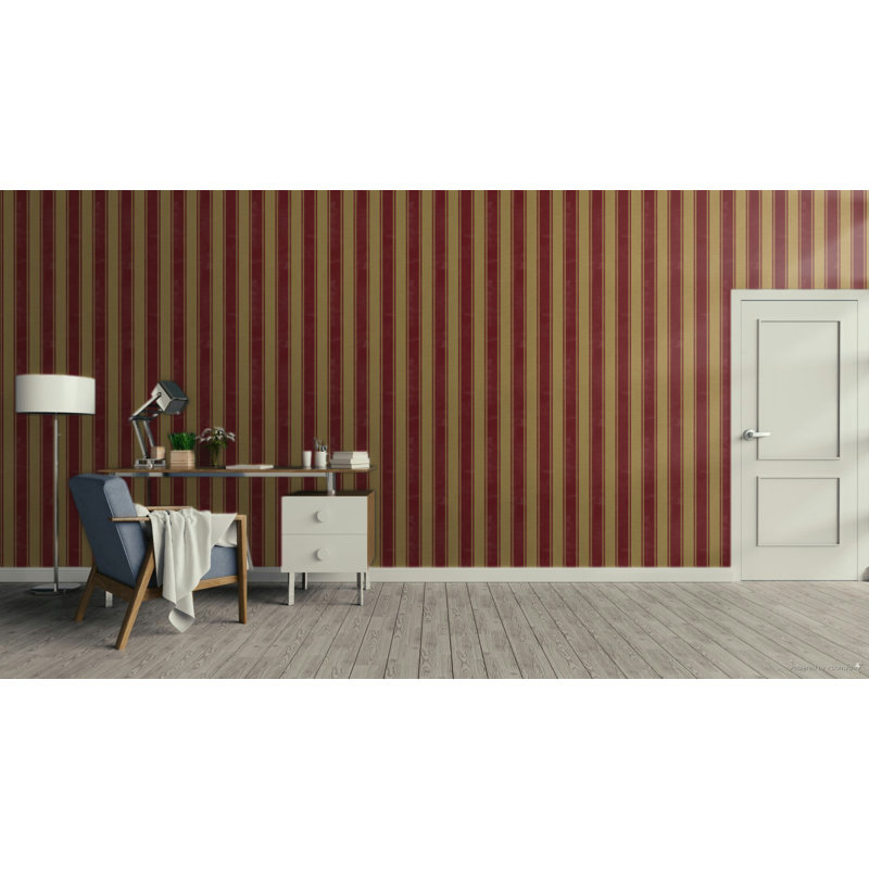 Italian Classics 4 Stripe 3D Embossed Wallpaper Roll, Red