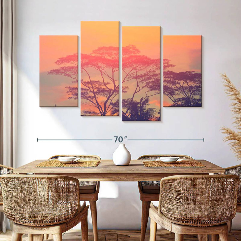 Silhouette d'arbres d'Afrique Lynelle, H 42 po x l 68 po