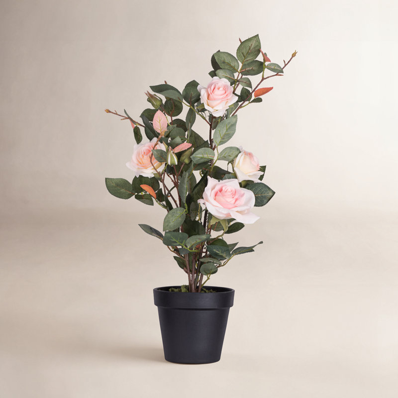 Plante artificielle jaune en pot 21 po, Rose