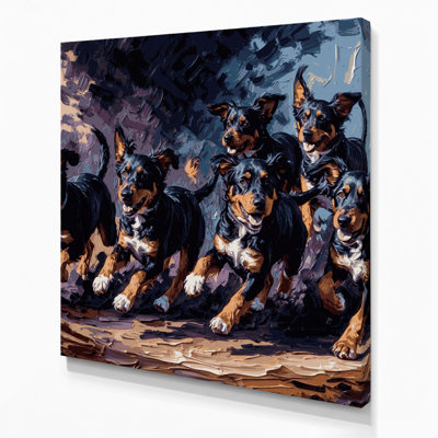 «Dogs Mudi», art mural sur toile mauve