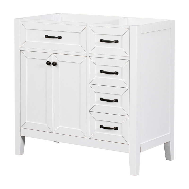 Meuble-lavabo de salle de bain sans lavabo, base d'armoire seulement, Blanc, Noir