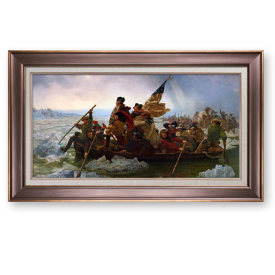 Washington Crossing The Delaware 1851 The World Classic Art Reproductions,Giclee Prints Framed WallArt for Home Decor,Image with liner Size:30x16 inches,Brown Gold Framed Size:33.75x19.75 inchs