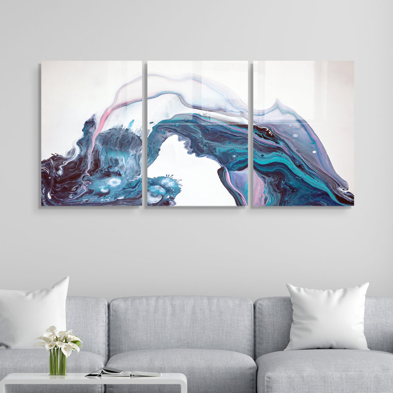 3 Piece No Frame Print on Glass, 70cm H x 100cm W x 0.4cm D