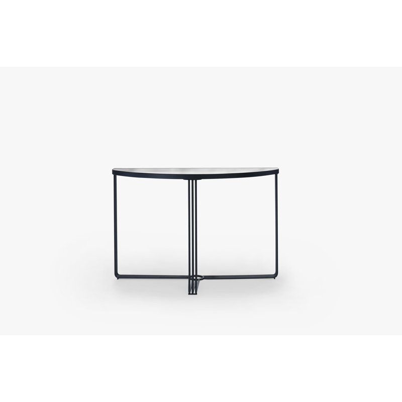 Ariss 109cm Glass Top Console Table, Smoked , Black 