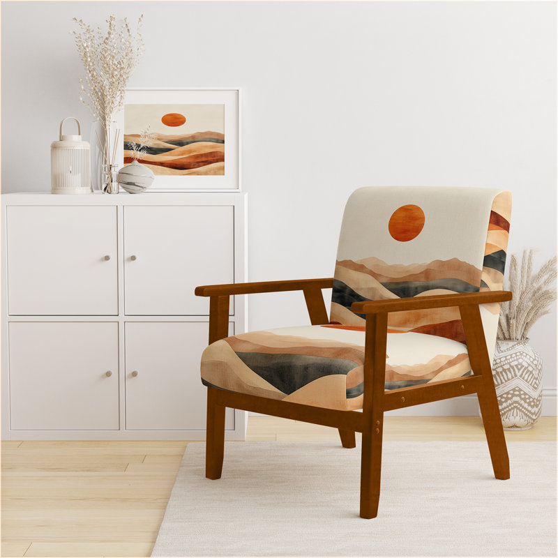 Chaise rembourrée Desert - Chaise avec accoudoirs Desert Dunes in Ochre, Accoudoirs carrés bruns