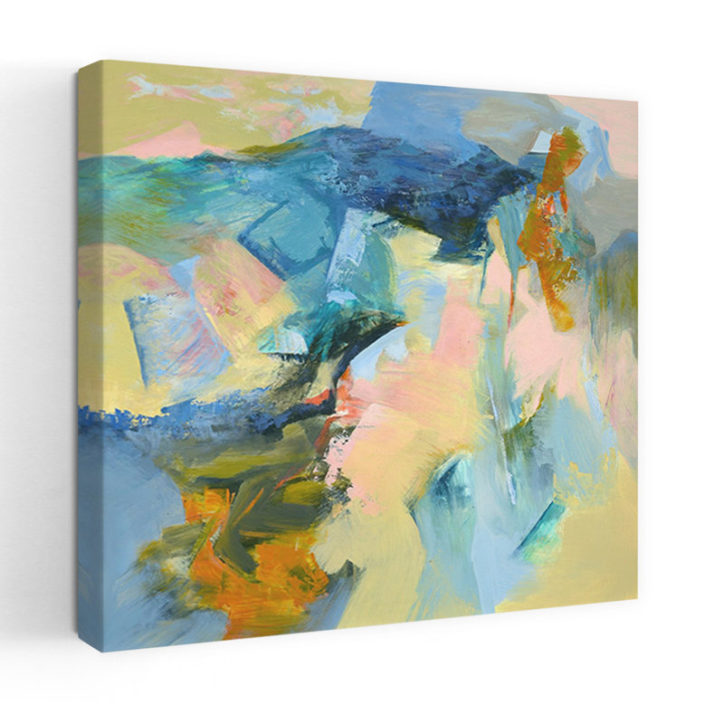 Pueblo Bonito, art contemporain abstrait, H 18 po x l 18 po