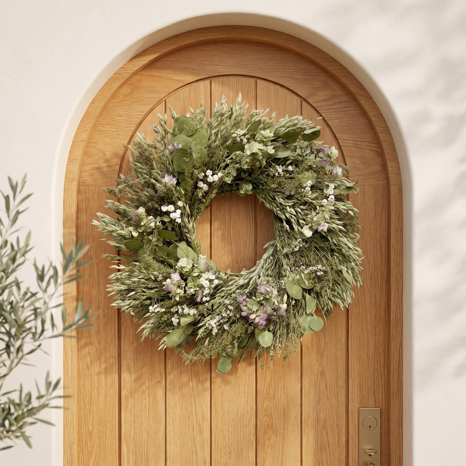 Dried Kent Beauty and Eucalyptus Spring Wreath, 30" W x 30" H x 6" D