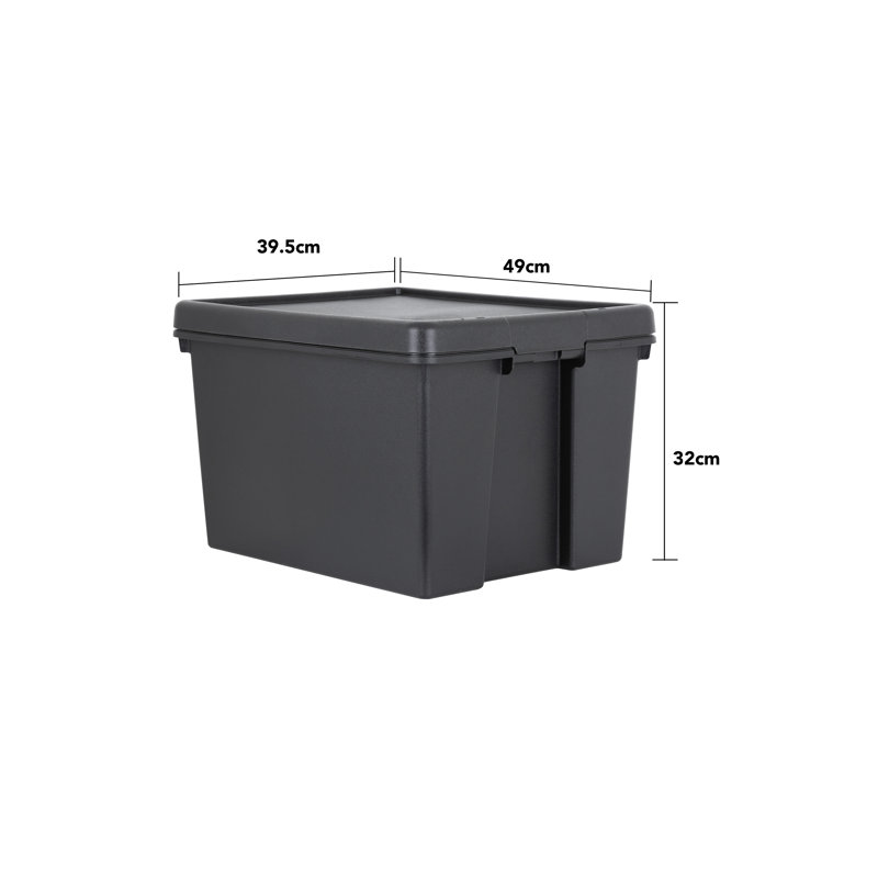 Wham Bam Heavy Duty Recycled 45L Plastic Storage Boxes Pack of 5 Black