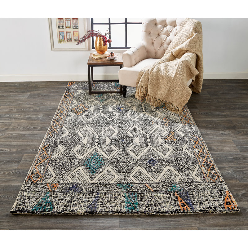 Eliel Hand Tufted Geometric Indoor Rug, Rectangle 8' x 11'
