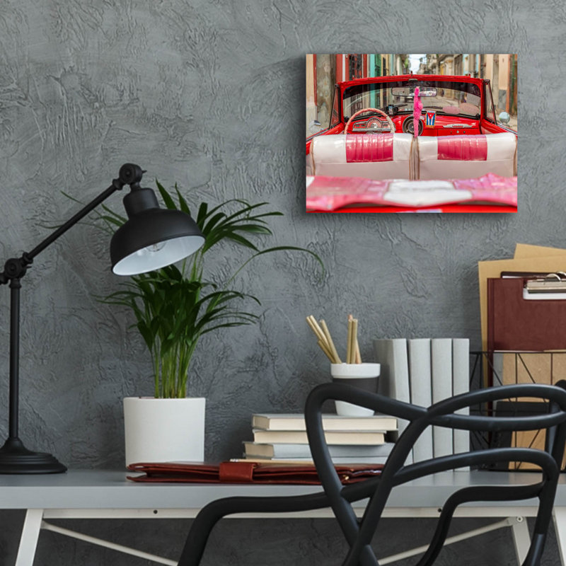 Art mural en verre épique «50's Car, Havana» par Richard Silver, H 12 po x l 16 po x P 0,13 po
