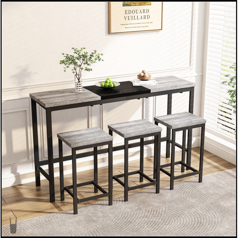Ensemble de table de salle à manger, de table de pub et de table de salle à manger moderne avec 3 tabourets pour une salle à manger élégante et fonctionnelle