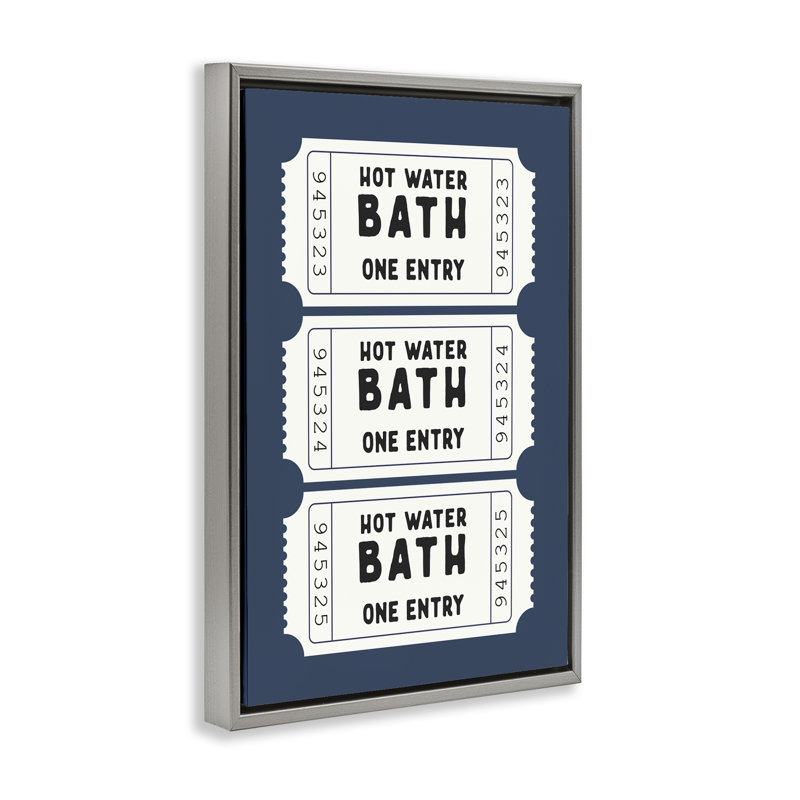 Cadre flottant bleu marine pour billets de bain, design avec lettres et doublure, H 31 po x l 21 po