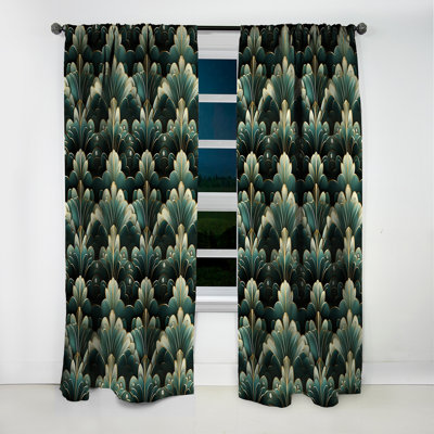 Damask Green Art Decor Pattern I - Damask Curtain - Blackout Damask Curtain - 1 Panels