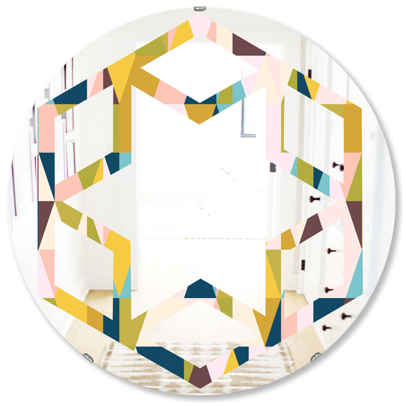Hexagon Star Triangular Design I Eclectic Frameless Wall Mirror, 31.5" H x 31.5" W