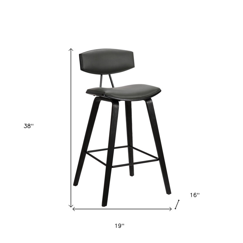 Chaise à dossier bas avec repose-pieds, Tabouret de bar (siège d'une hauteur de 28,5 po), Gris / Noir
