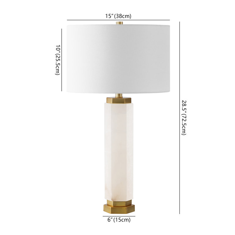 White Alabaster and Gold 29-Inch Table Lamp