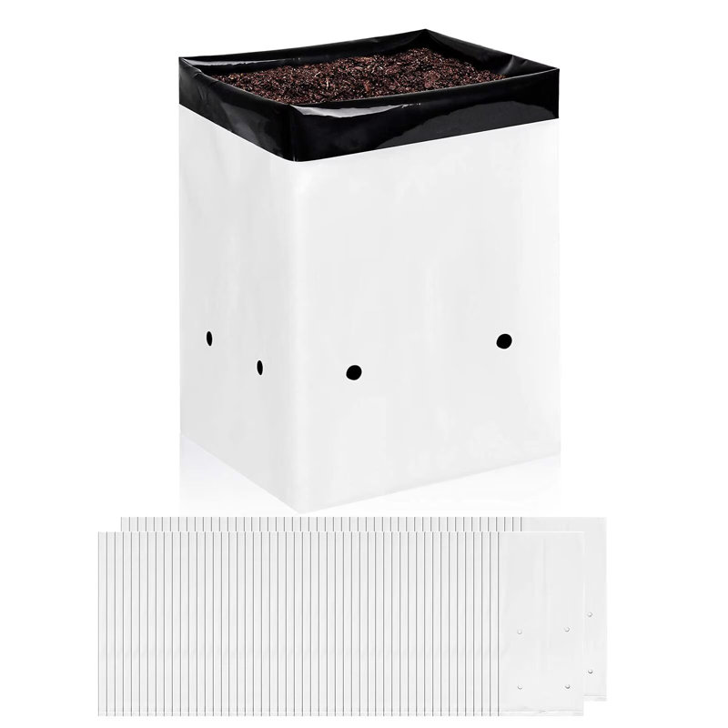 Paquet de 100 sacs de culture noirs et blancs pour pépinières pour plantes, semis et ramassage, forme carrée