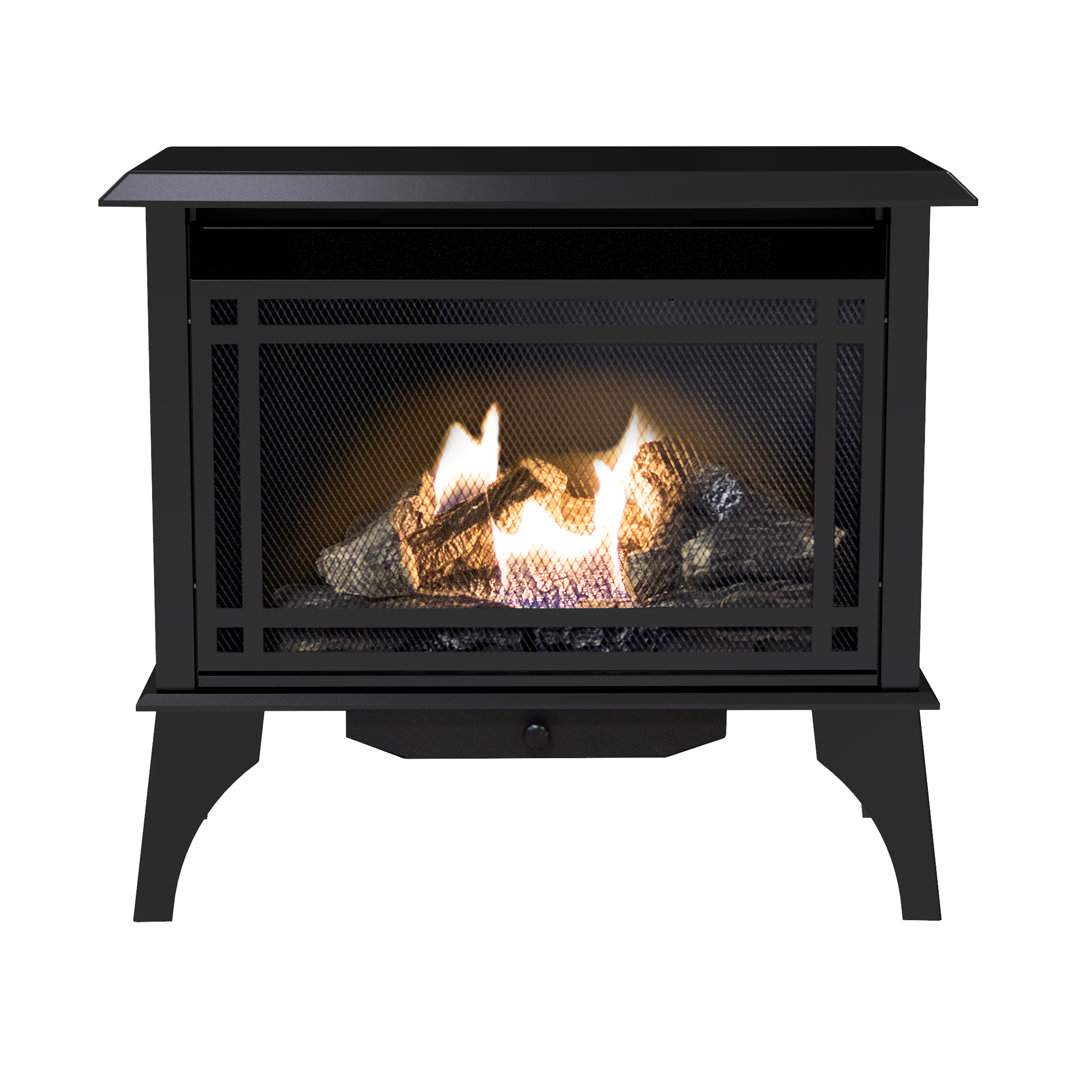 Comfort Glow 30,000 BTU Ventless Gas Stove The Monterey, Dual Fuel (LP/NG), Concealed Controls, Adjustable Thermostat, Realistic Oak Log Set, Heats 1,250 Sq Ft- Gas Stove for Indoor Use Comfort Glow