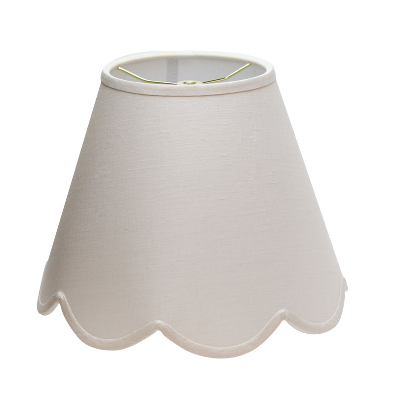 Abat-jour festonné en lin vanille festonné - Abat-jour rigide moderne 12 po, Vanille, H 9 po x l 12 po x P 6 po