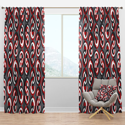 Retro Circular Pattern Geometrical - Geometric Curtain - Velvet Room darkening - 1 panel