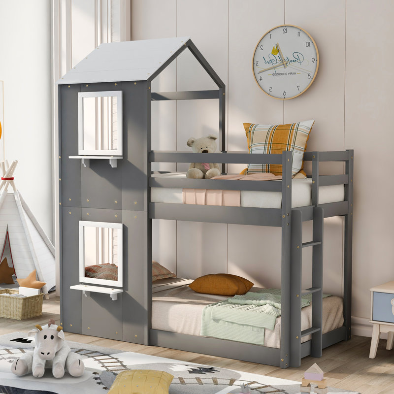 Lit superposé simple au-dessus d'un lit superposé Pinewood - offre une plateforme de couchage stable