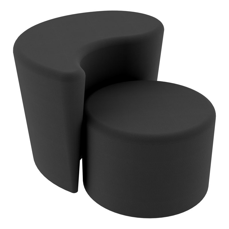 Tabouret cylindrique structuré en savoir plus, H 14 po x l 18 po x P 18 po, Noir