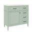 Meuble-lavabo autoportant de 36 pouces avec comptoir en céramique - structure en bois massif, armoire en panneau de fibres à densité moyenne, tiroir rabattable, tablette réglable, poignées en métal-432547051-432547050