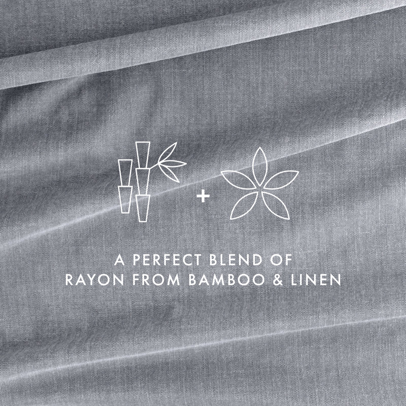Linen Bamboo-Blend Breathable Luxury Bed Sheet Set, Cal.King Sheet Set + Fitted Sheet + 2 Pillowcases, Gray