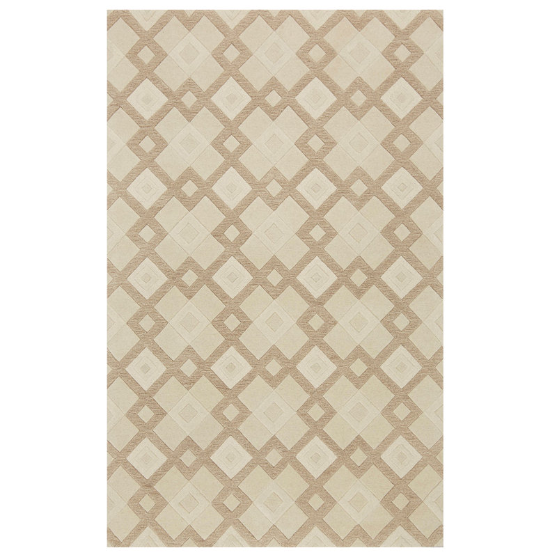 Tapis en laine à motif géométrique ivoire 3 pi x 5 pi