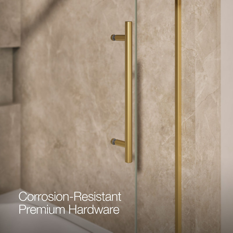 Levity Plus Less Sliding Bath Door, 61-9/16 In. H X 56-5/8 - 59-5/8 In. W, With 5/16 In.-Thick Crystal Clear Glass, Bronze