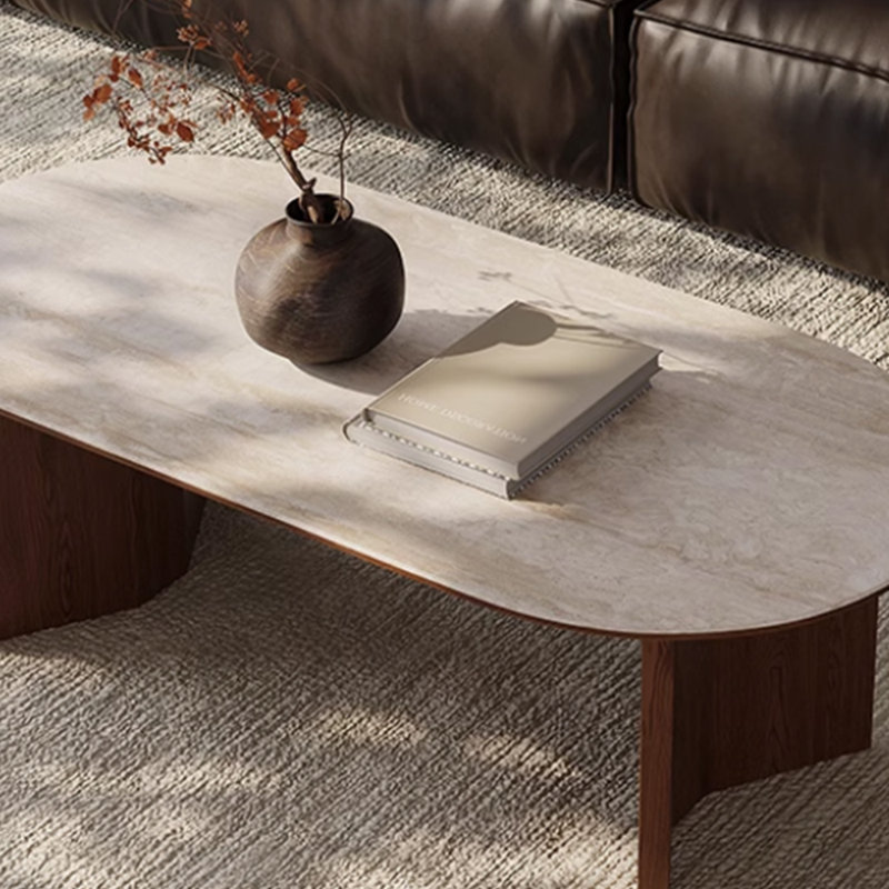 Table basse ovale simple, Brun