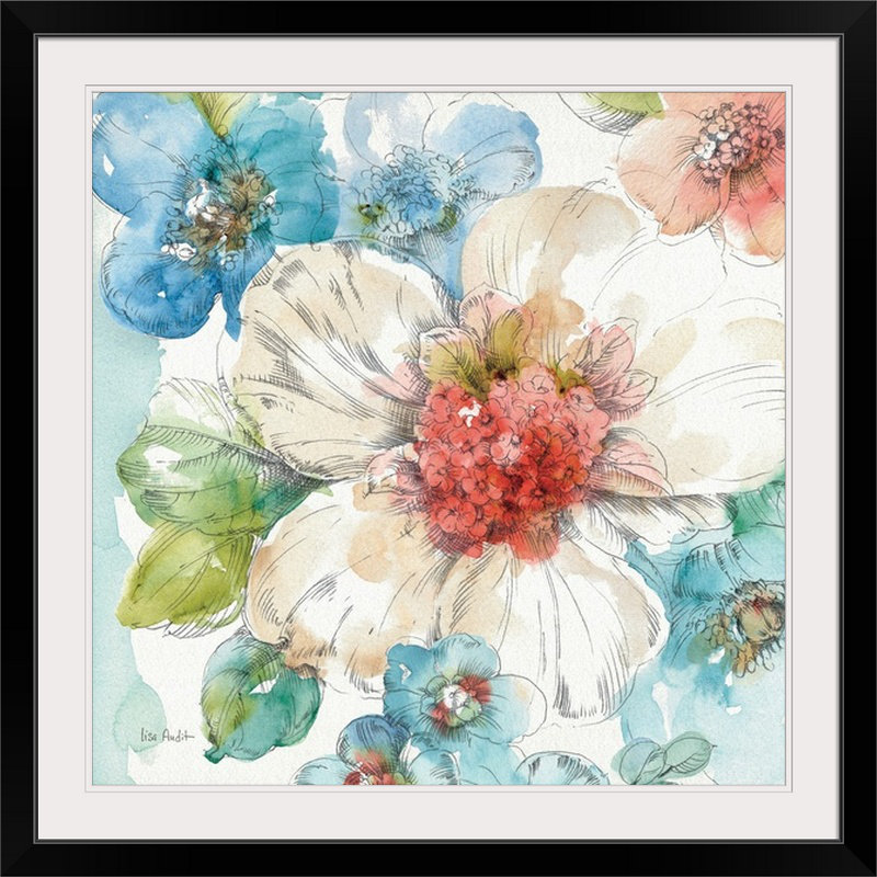 « iii » par lisa audit, reproduction d’art Summer Bloom, Cadre noir, H 38 po x l 38 po x P 1 po