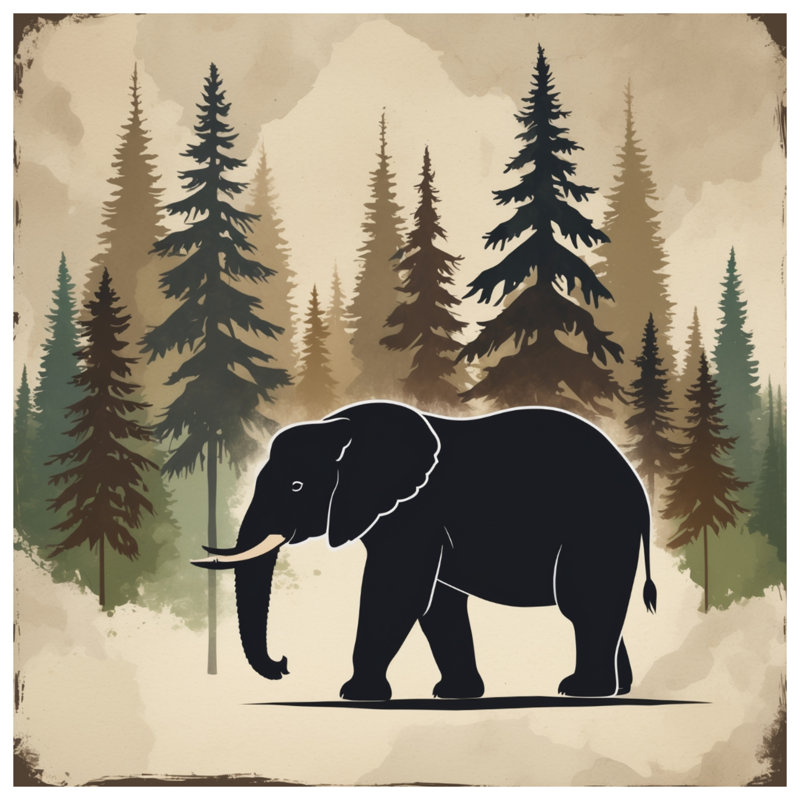 Tapisserie murale «Éléphant dans la forêt» - Décoration murale éléphant, H 104 po x 88 avec 4 œillets