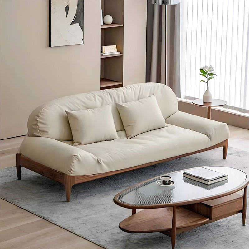 86.61"White Polyester Sofa