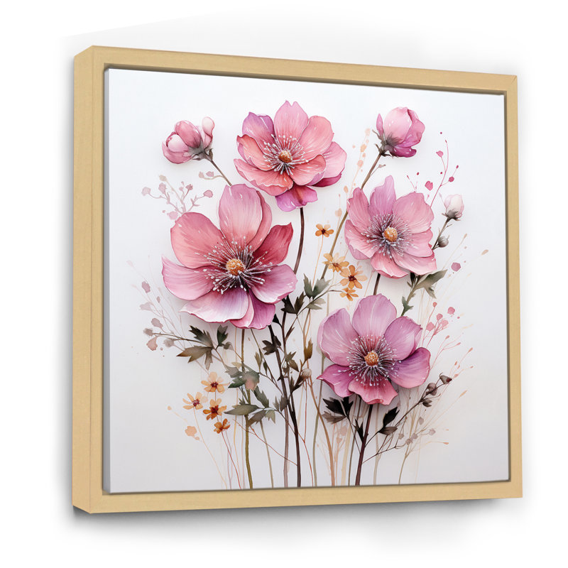 Art mural sur toile rose, Cadre flottant érable, H 36 po x l 36 po x P 1,5 po