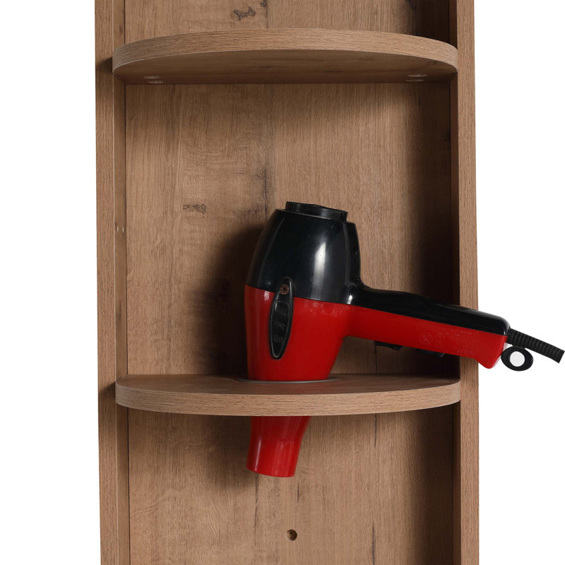 12" Bathroom Wall-Mounted Storage Rack, Float Mounting Design, Imitative Oak