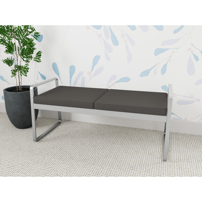 Banc en métal Gansett, Noir Patriot Plus - Vinyle lavable au chiffon, Argent