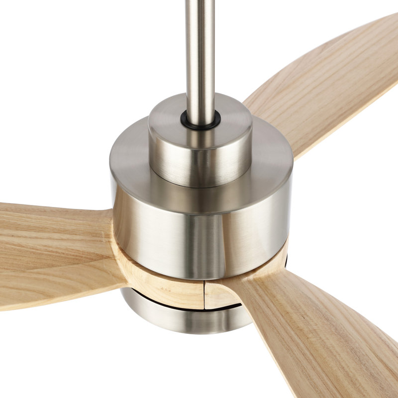 Gianick Ceiling Fan with LED Lights, Nickel with Natural Blades, 64"